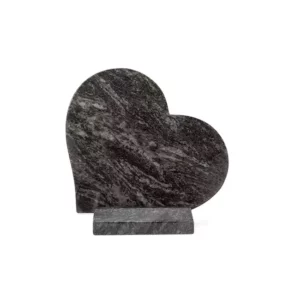 plaque funéraire en forme de cœur, granit "maes blue" (gris foncé)
