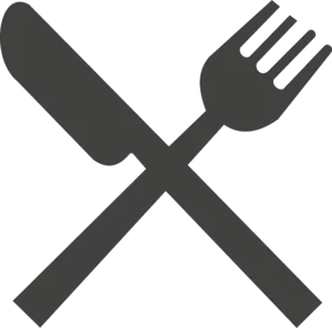 un couteau et un e fourchette représente le secteur restauration